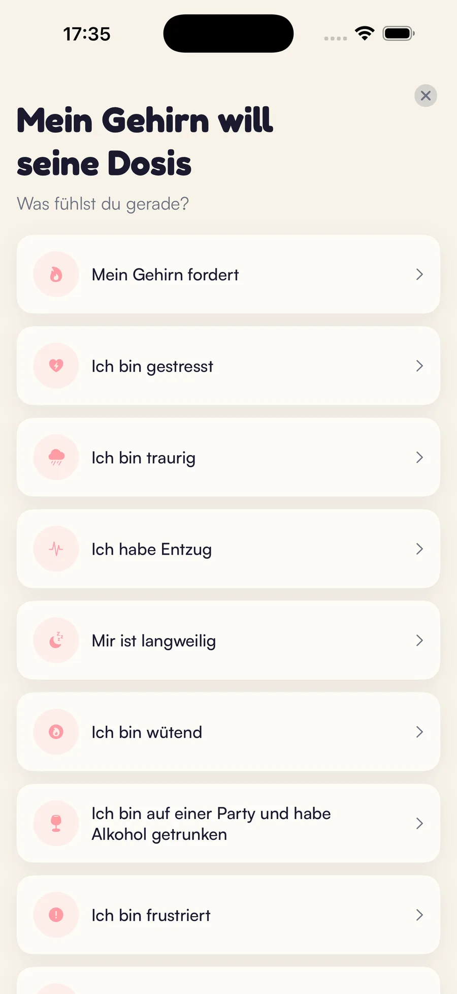 Kaiho-Verlangensverwaltung: wähle, was du gerade fühlst