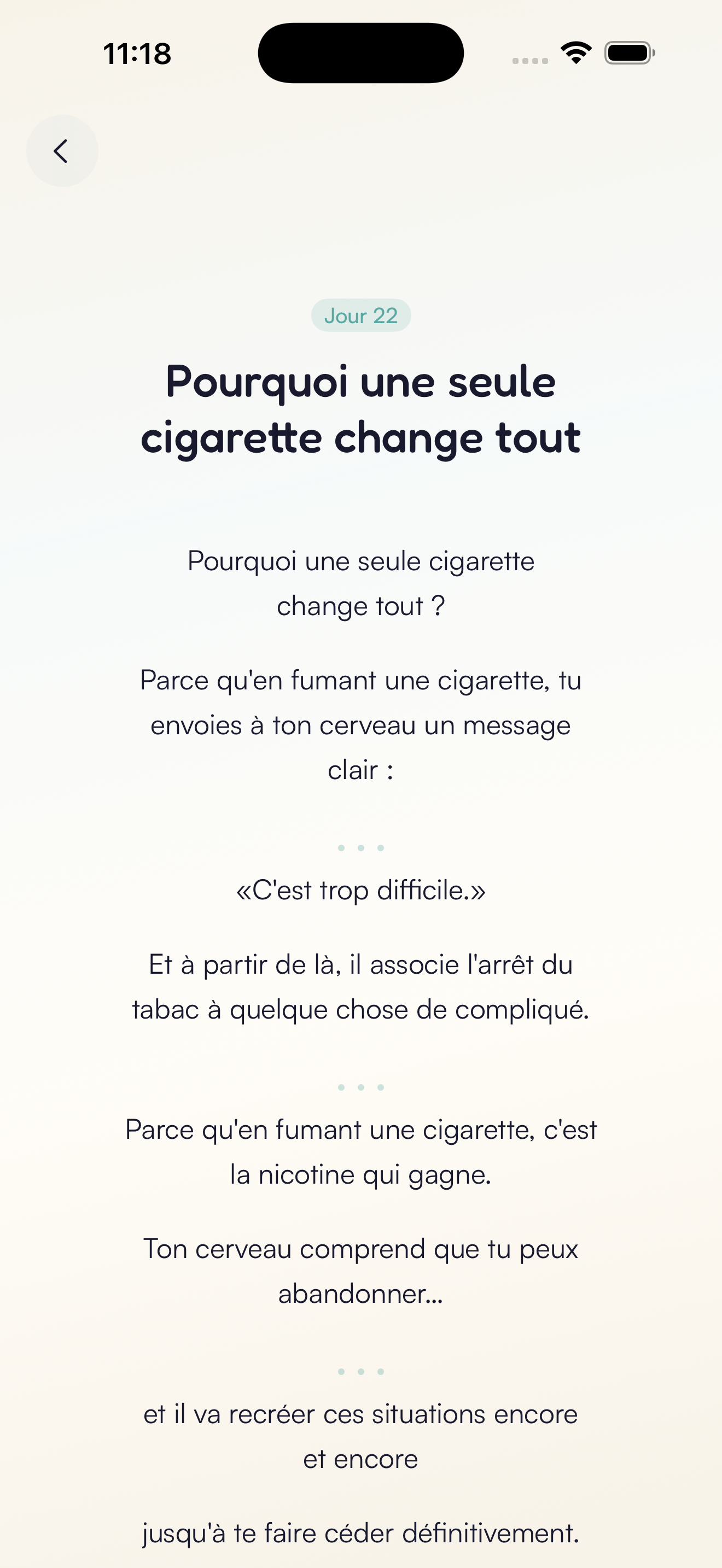 Écran accompagnement quotidien Kaiho : ton programme jour après jour