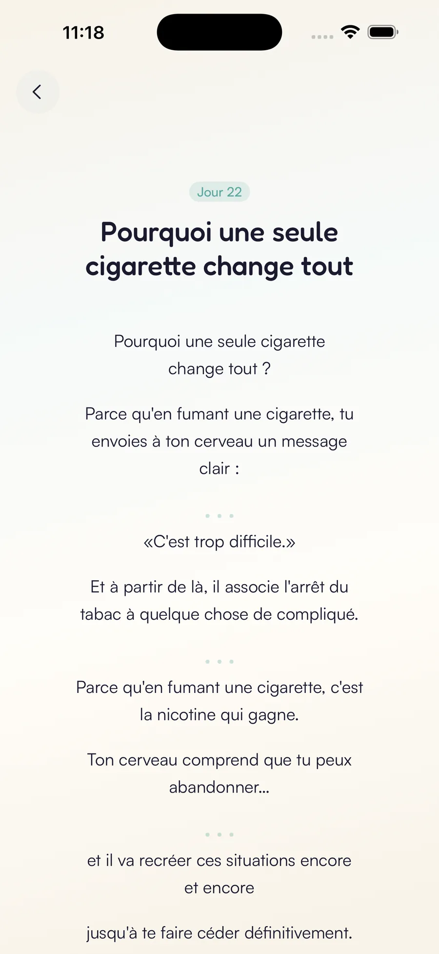 Écran accompagnement quotidien Kaiho : ton programme jour après jour