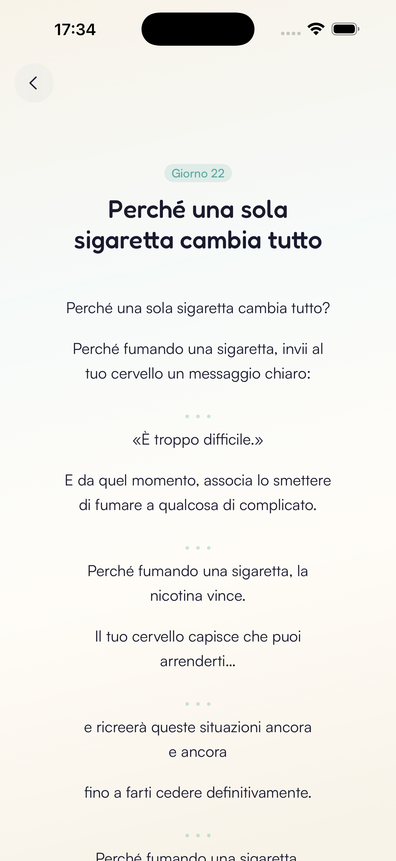 Schermata accompagnamento quotidiano Kaiho: il tuo programma giorno dopo giorno