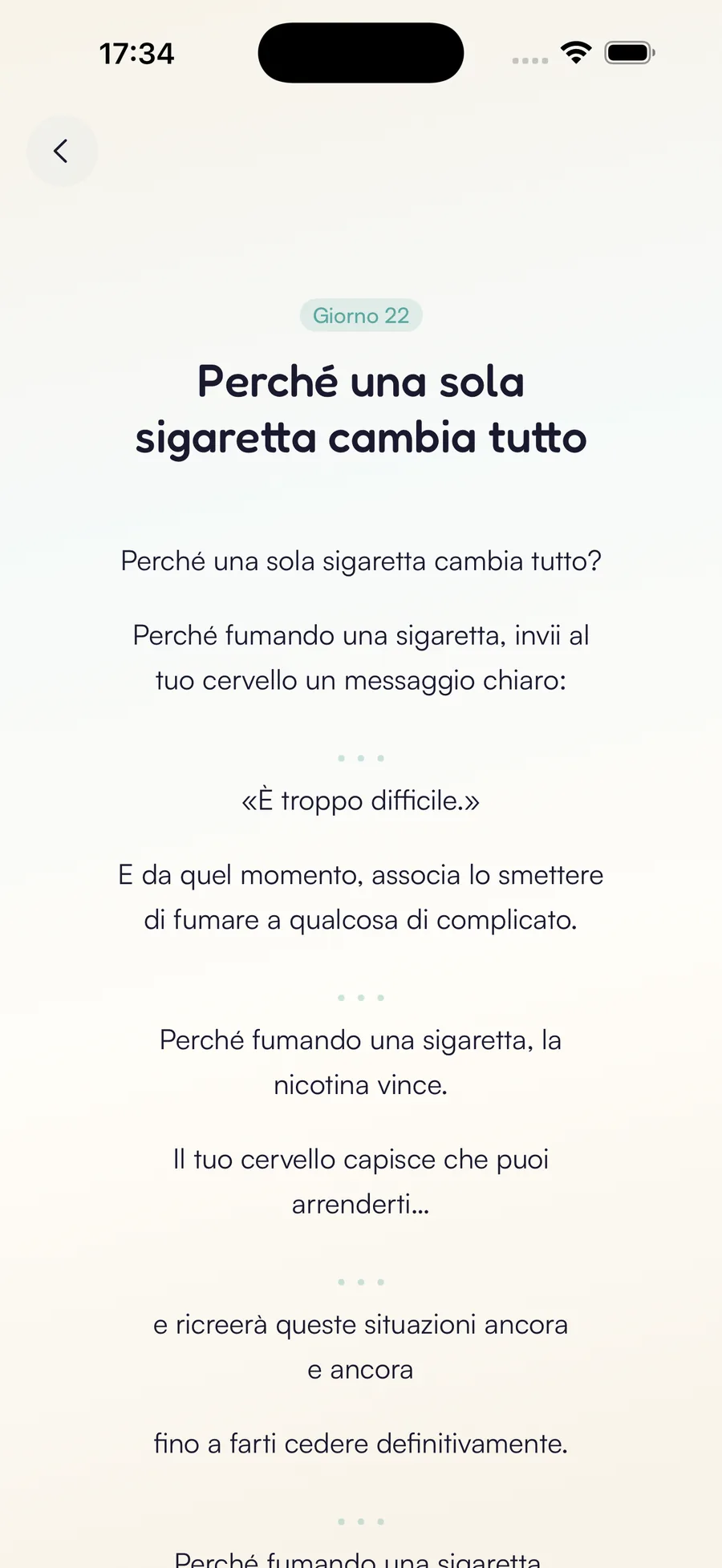 Schermata accompagnamento quotidiano Kaiho: il tuo programma giorno dopo giorno