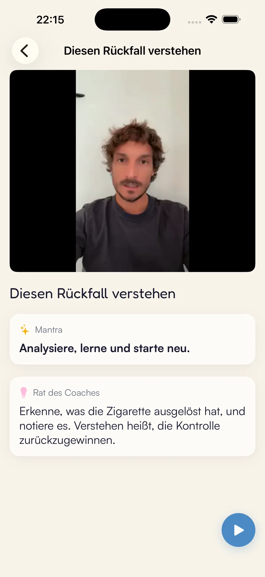 Kaiho-Rückfallbildschirm: ein Video von Vincent, um ohne Schuldgefühle neu zu starten