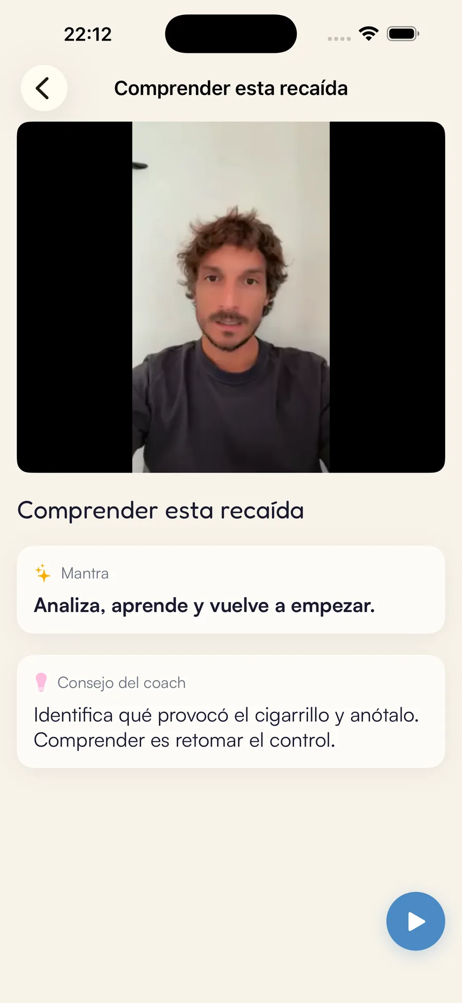 Pantalla de recaída Kaiho: vídeo de Vincent para retomar sin culpa