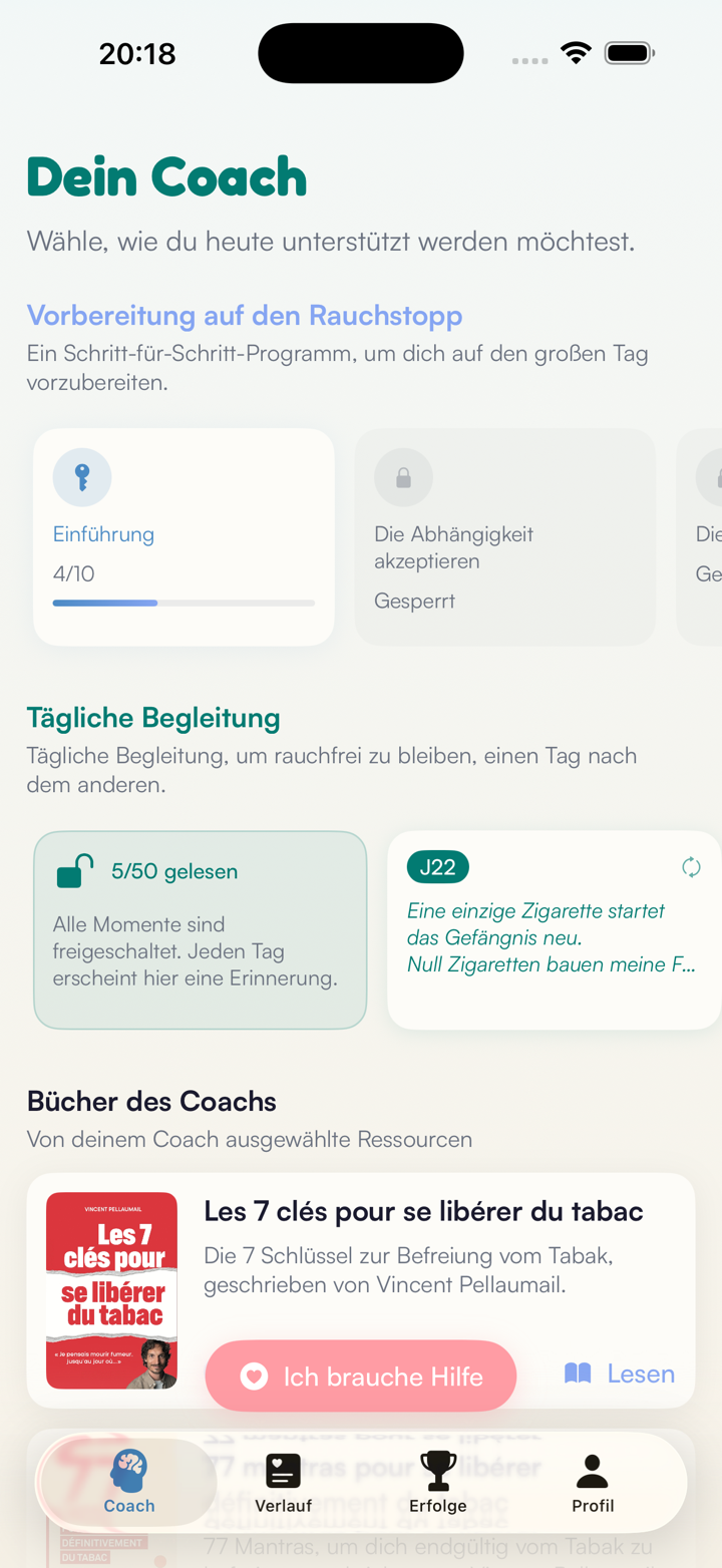 Coach-Bildschirm: Vorbereitung auf den Rauchstopp, tägliche Begleitung und Bücher von Vincent Pellaumail
